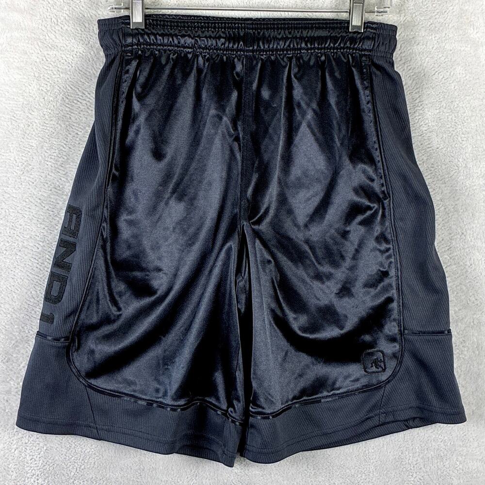 VTG AND1 Basketball Dazzle Shorts Mens S Navy Shiny Silky Mesh Gym Y2K 90s